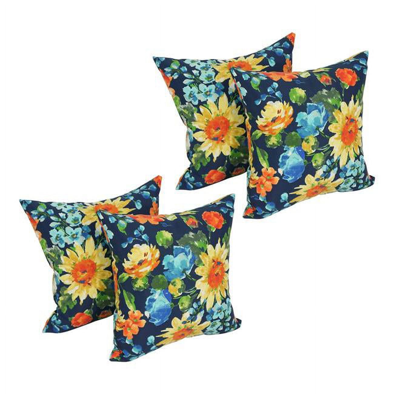 9910-S4-REO-59 17 in. Square Solid Polyester Outdoor Throw Pillows, Alfinia Fresco Caspian - Set of 4