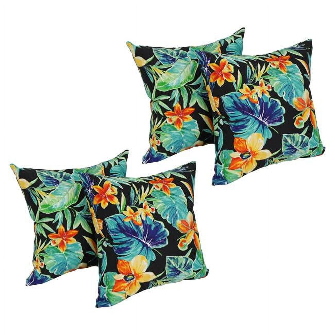 9910-S4-REO-62 17 in. Square Solid Polyester Outdoor Throw Pillows, Beachcrest Caviar - Set of 4