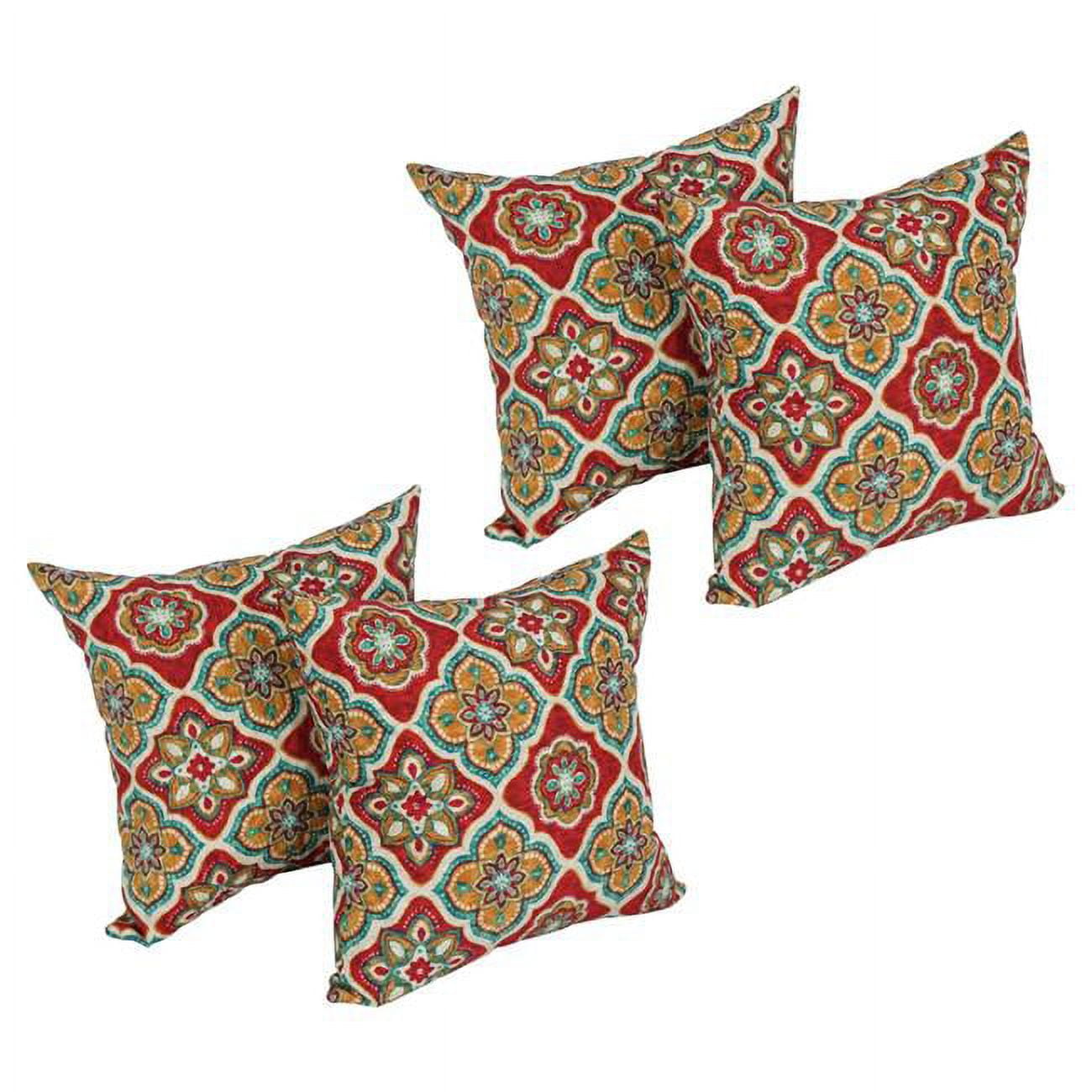 9910-S4-REO-63 17 in. Square Solid Polyester Outdoor Throw Pillows, Adonis Jewel - Set of 4
