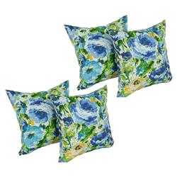 9910-S4-REO-65 17 in. Square Solid Polyester Outdoor Throw Pillows, Lesandra Sunblue - Set of 4