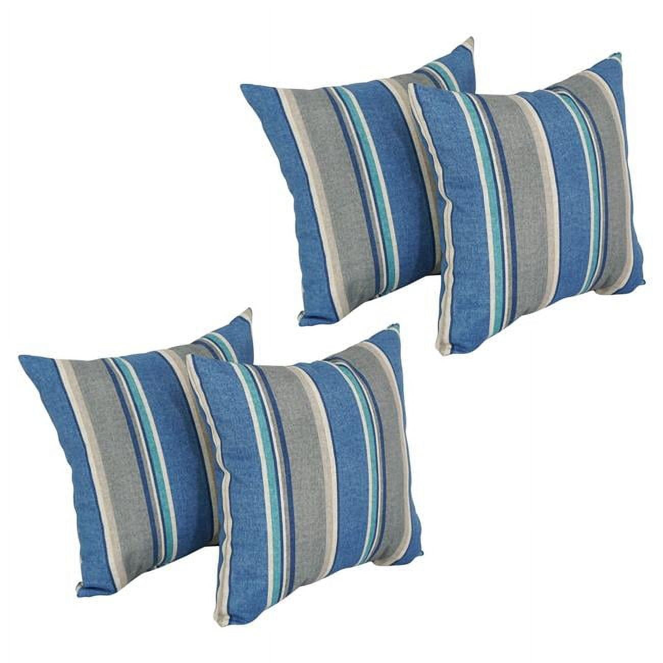 9910-S4-REO-66 17 in. Square Solid Polyester Outdoor Throw Pillows, Sovaro Denim - Set of 4
