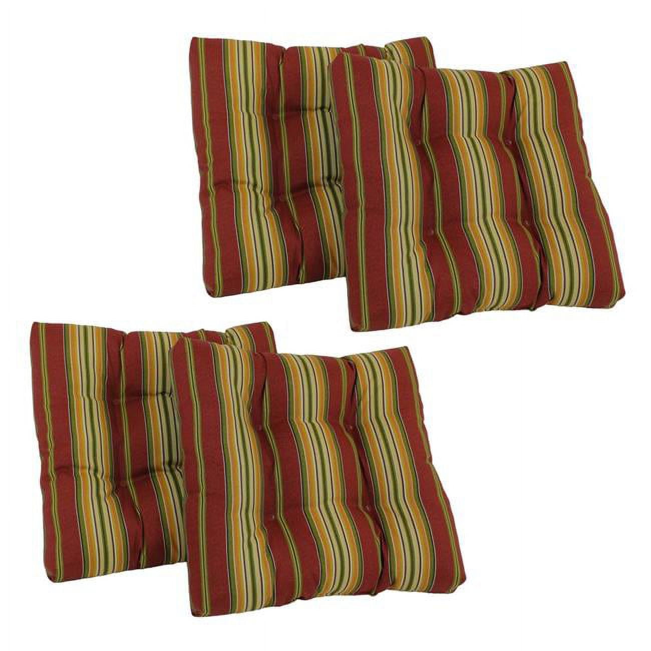 Picture of Blazing Needles 94005-4CH-REO-17 19 in. Squared Patterned Spun Polyester Tufted Dining Chair Cushions, Kingsley Stripe Ruby - Set of 4