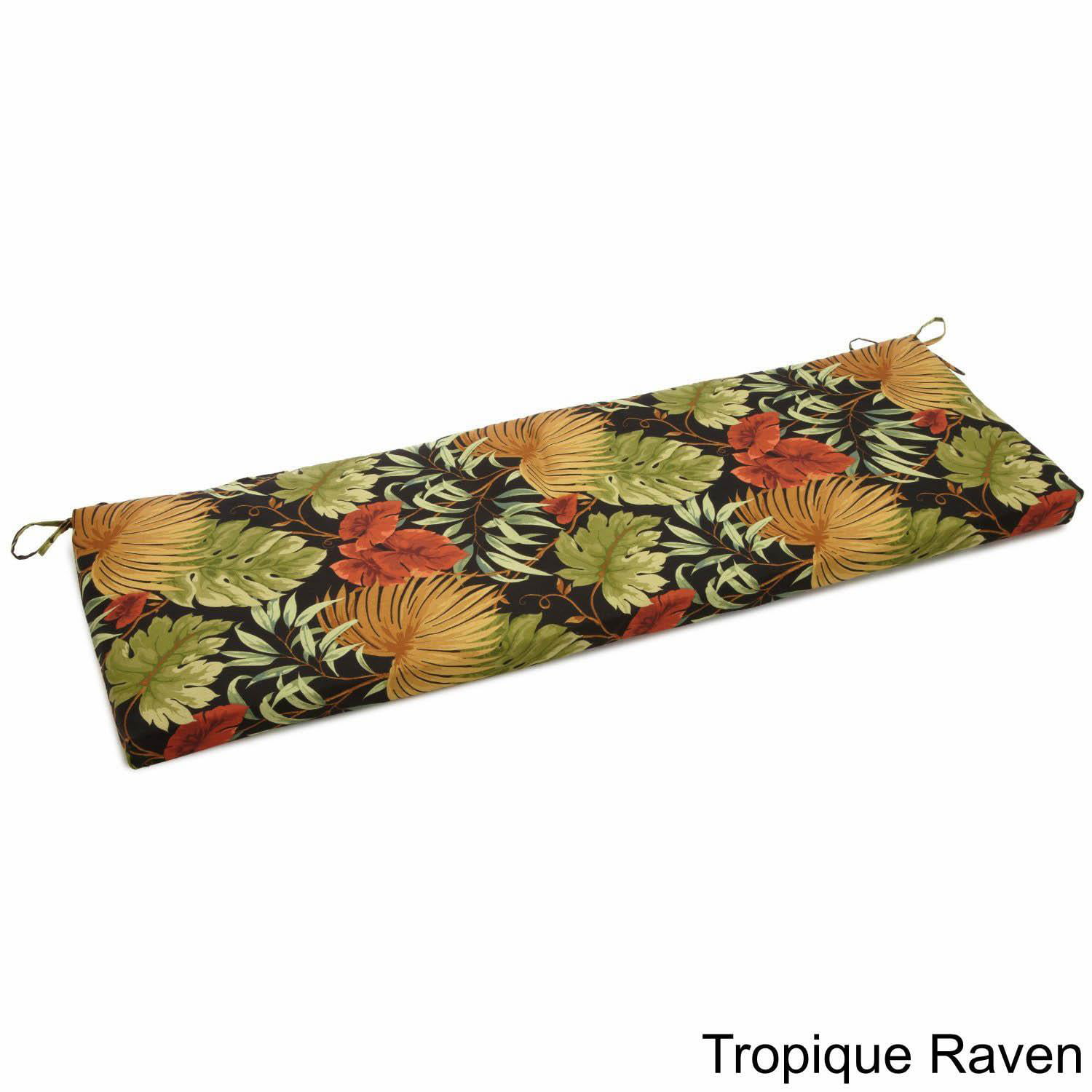 63 x 19 in. Patterned Outdoor Spun Polyester Bench Cushion, Tropique Raven