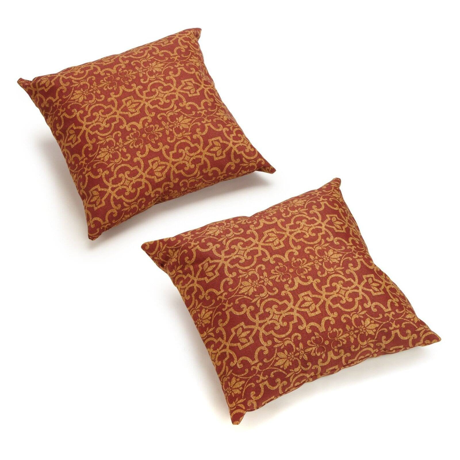 17 in. Square Solid Polyester Outdoor Throw Pillows, Vanya Paprika - Set of 2