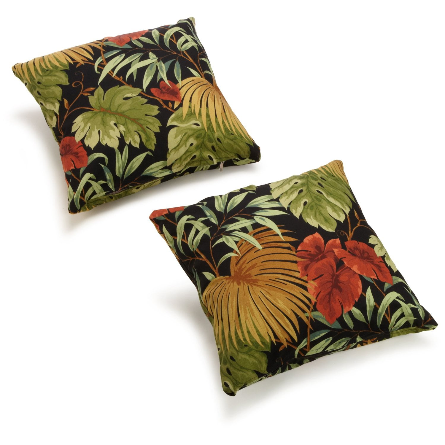 9910-S2-REO-30 17 in. Square Solid Polyester Outdoor Throw Pillows, Tropique Raven - Set of 2