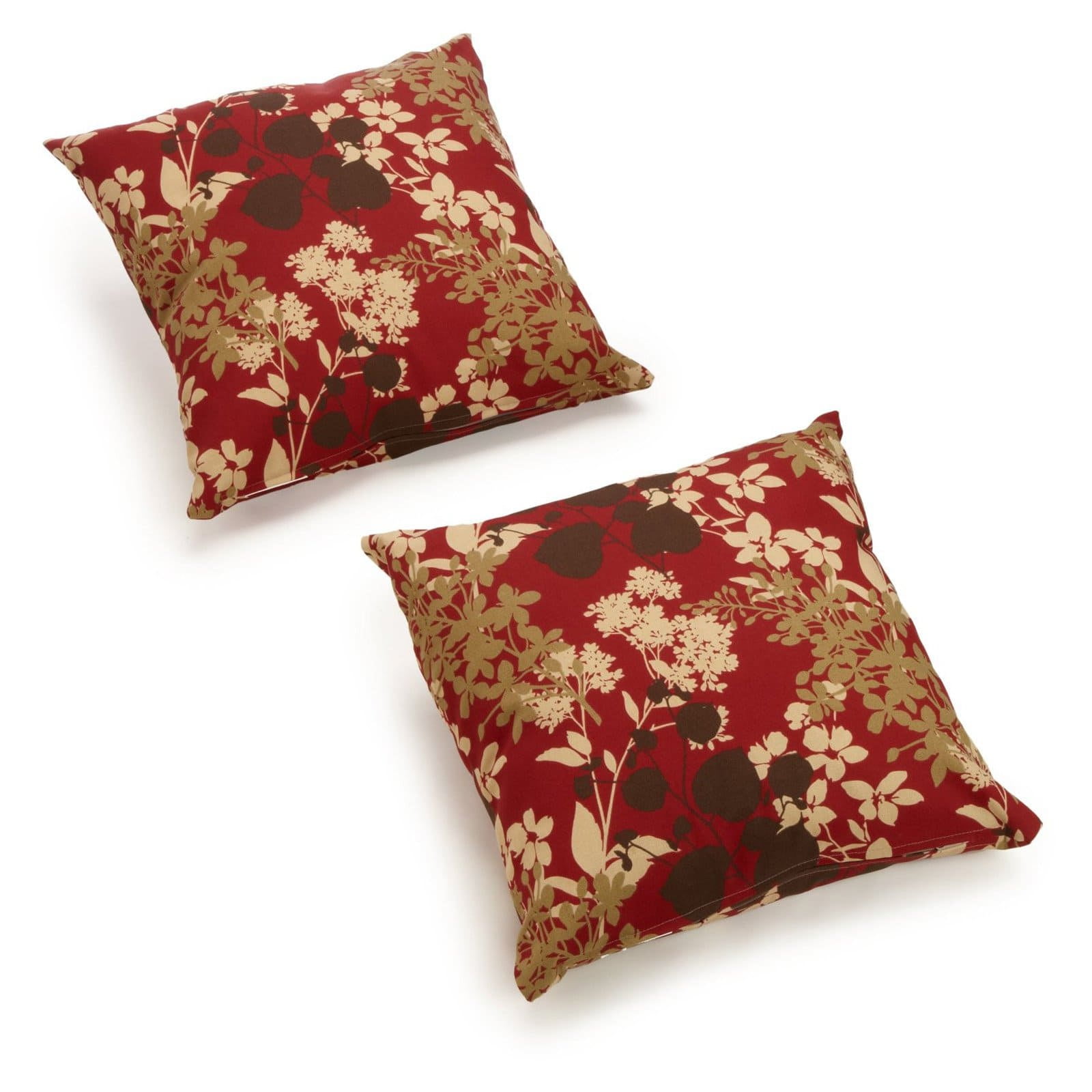 9910-S2-REO-32 17 in. Square Solid Polyester Outdoor Throw Pillows, Montfleuri Sangria - Set of 2