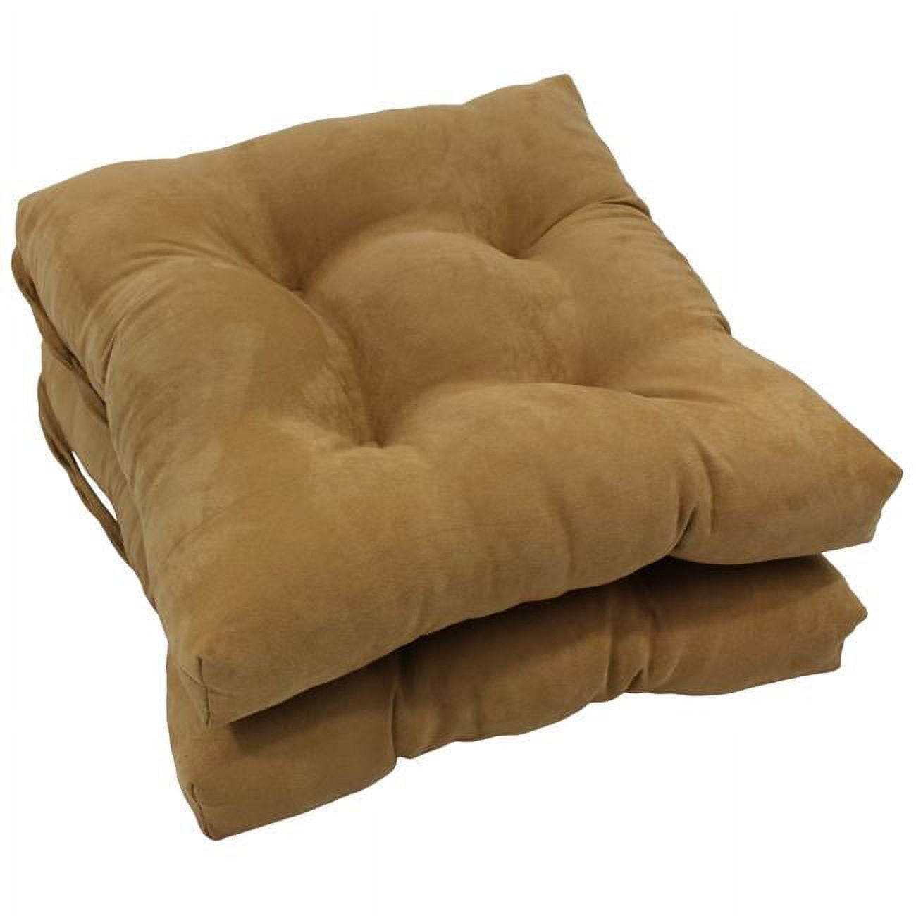 Picture of Blazing Needles 916X16SQ-T-2CH-MS-CM 16 in. Solid Microsuede Square Tufted Chair Cushions&#44; Camel - Set of 2