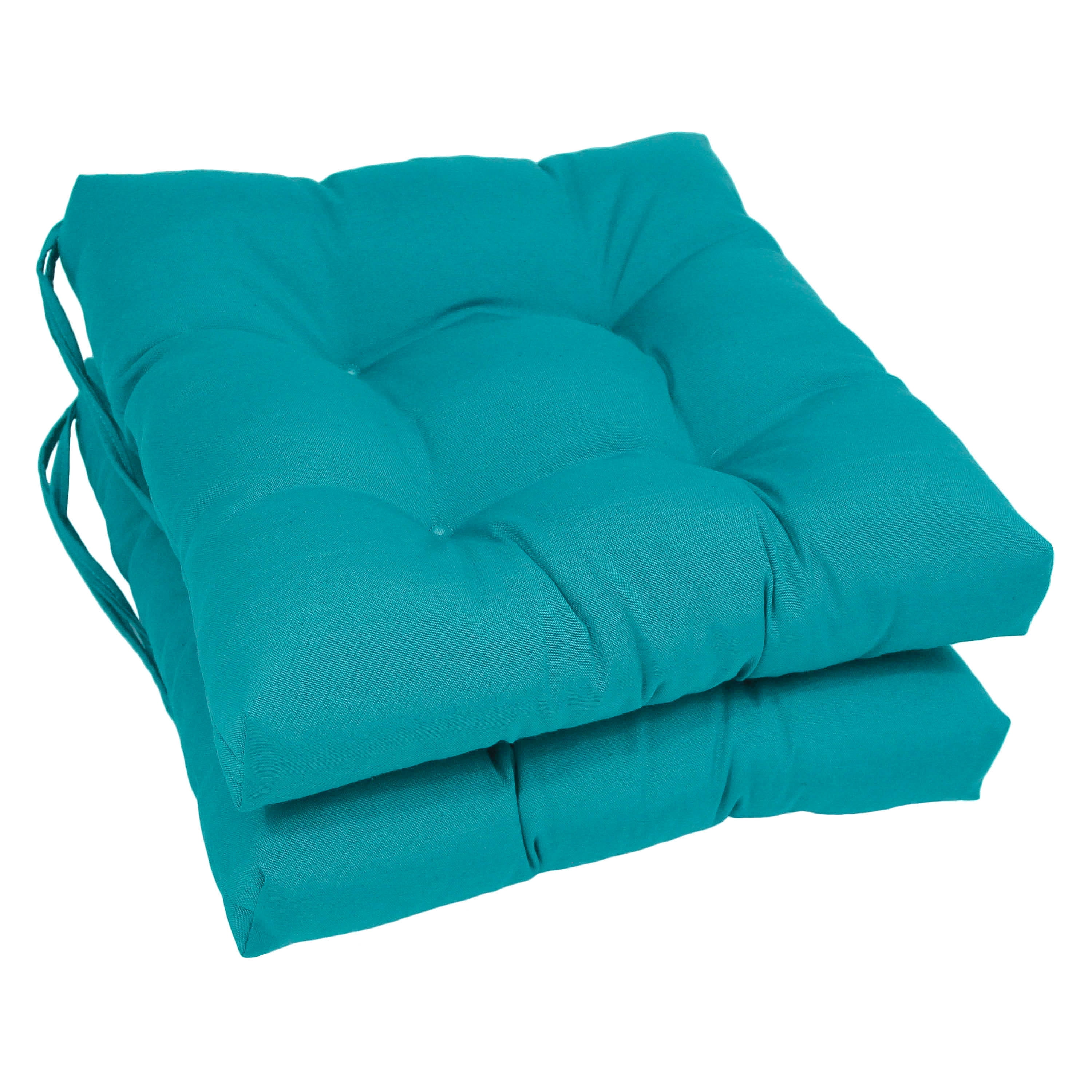 Picture of Blazing Needles 916X16SQ-T-2CH-TW-AB 16 in. Solid Twill Square Tufted Chair Cushions, Aqua Blue - Set of 2