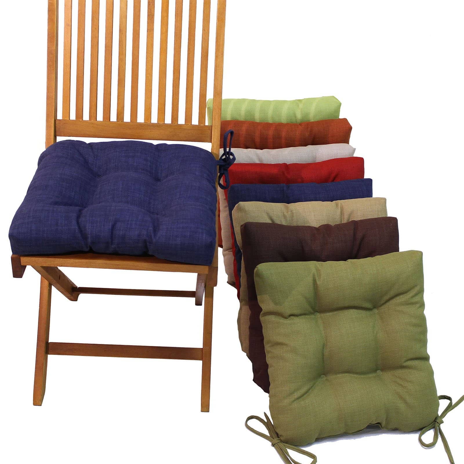 Picture of Blazing Needles 916X16SQ-T-4CH-REO-SOL-04 16 in. Spun Polyester Solid Outdoor Square Tufted Chair Cushions, Paprika - Set of 4