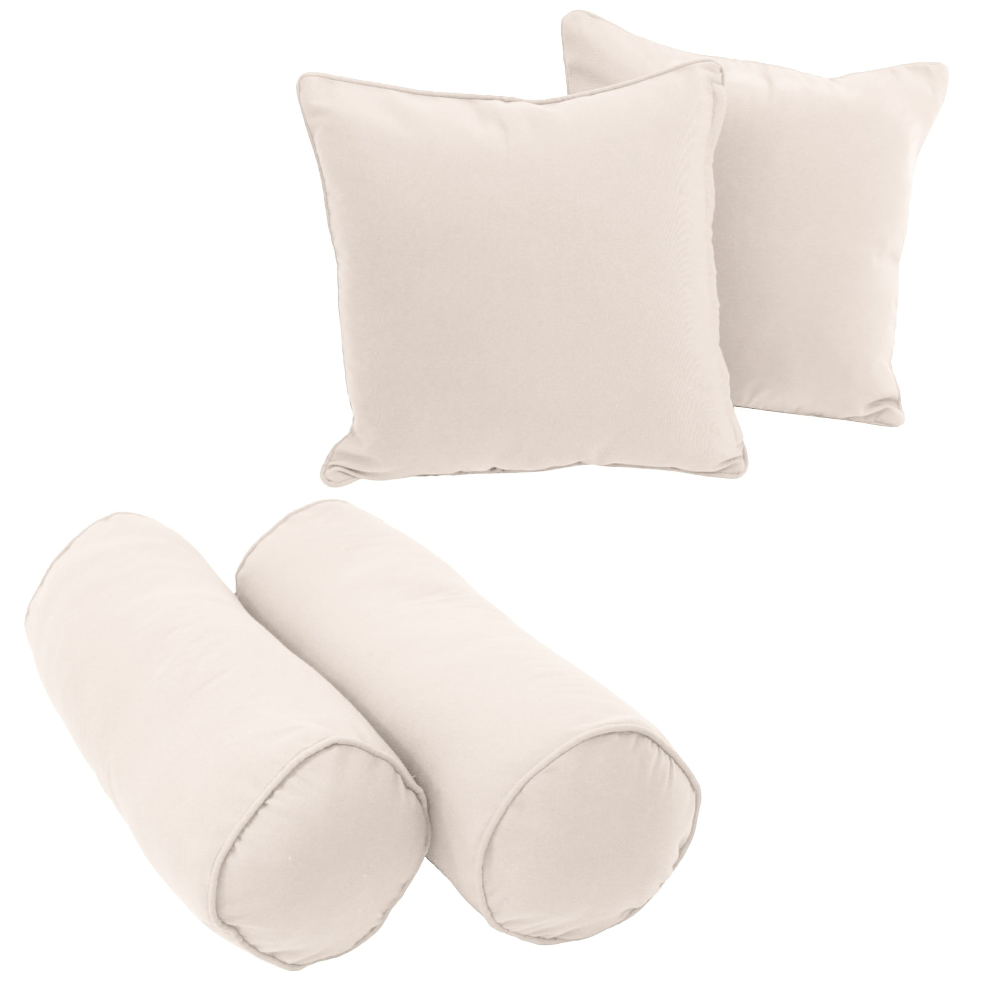 9818-CD-S4-TW-EG Double-Corded Solid Twill Throw Pillows with Inserts, Natural - Set of 4