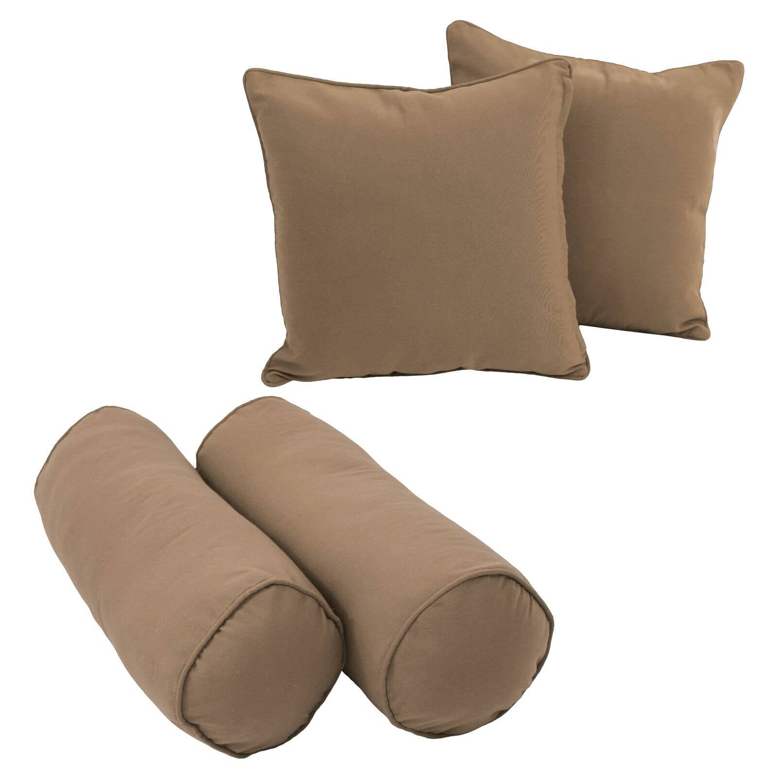 9818-CD-S4-TW-TF Double-Corded Solid Twill Throw Pillows with Inserts, Toffee - Set of 4