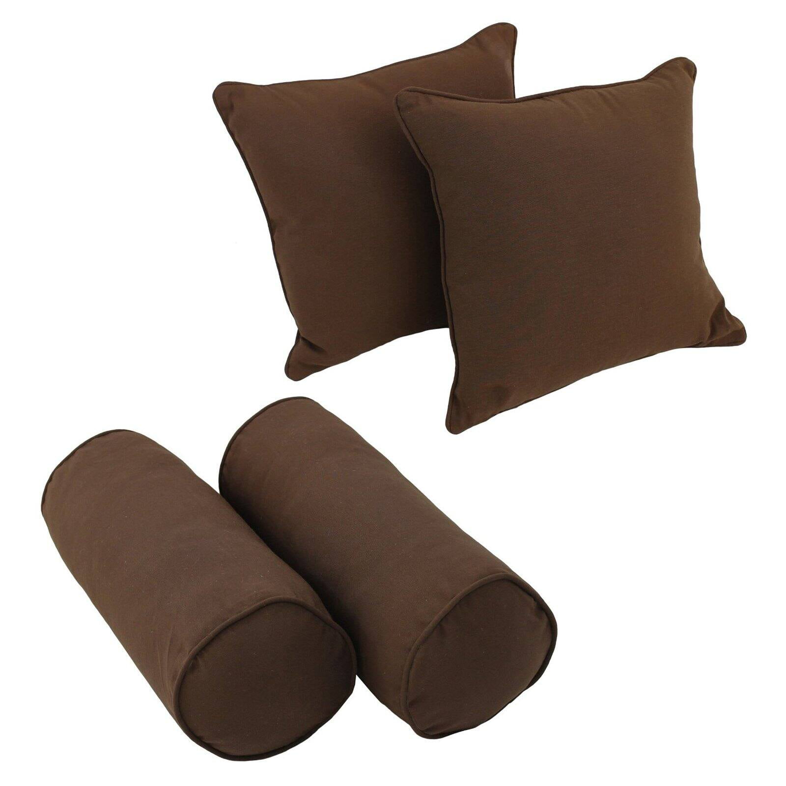9818-CD-S4-TW-CH Double-Corded Solid Twill Throw Pillows with Inserts, Chocolate - Set of 4