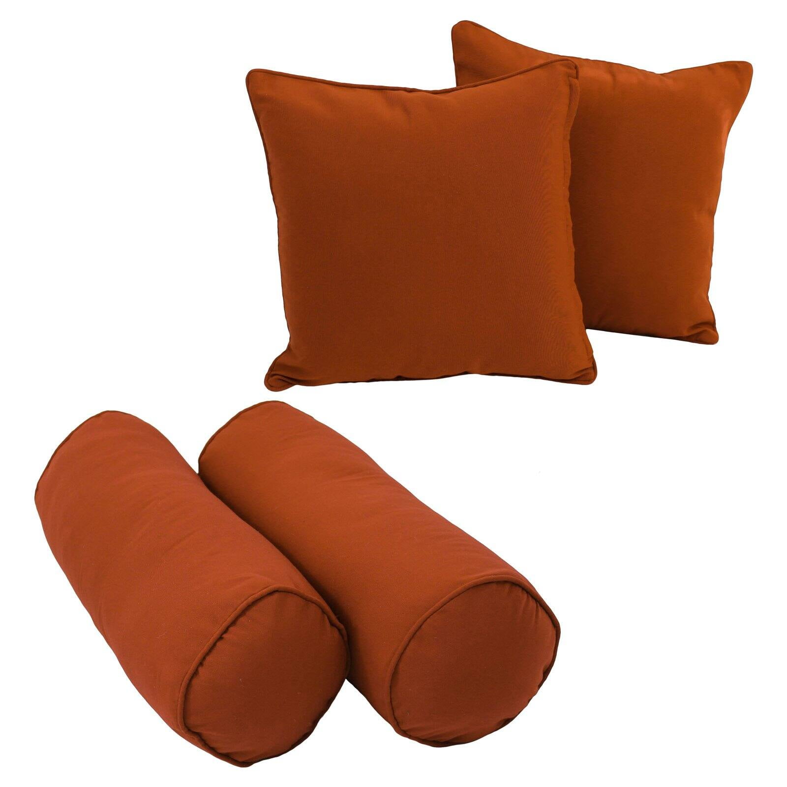 9818-CD-S4-TW-SP Double-Corded Solid Twill Throw Pillows with Inserts, Spice - Set of 4
