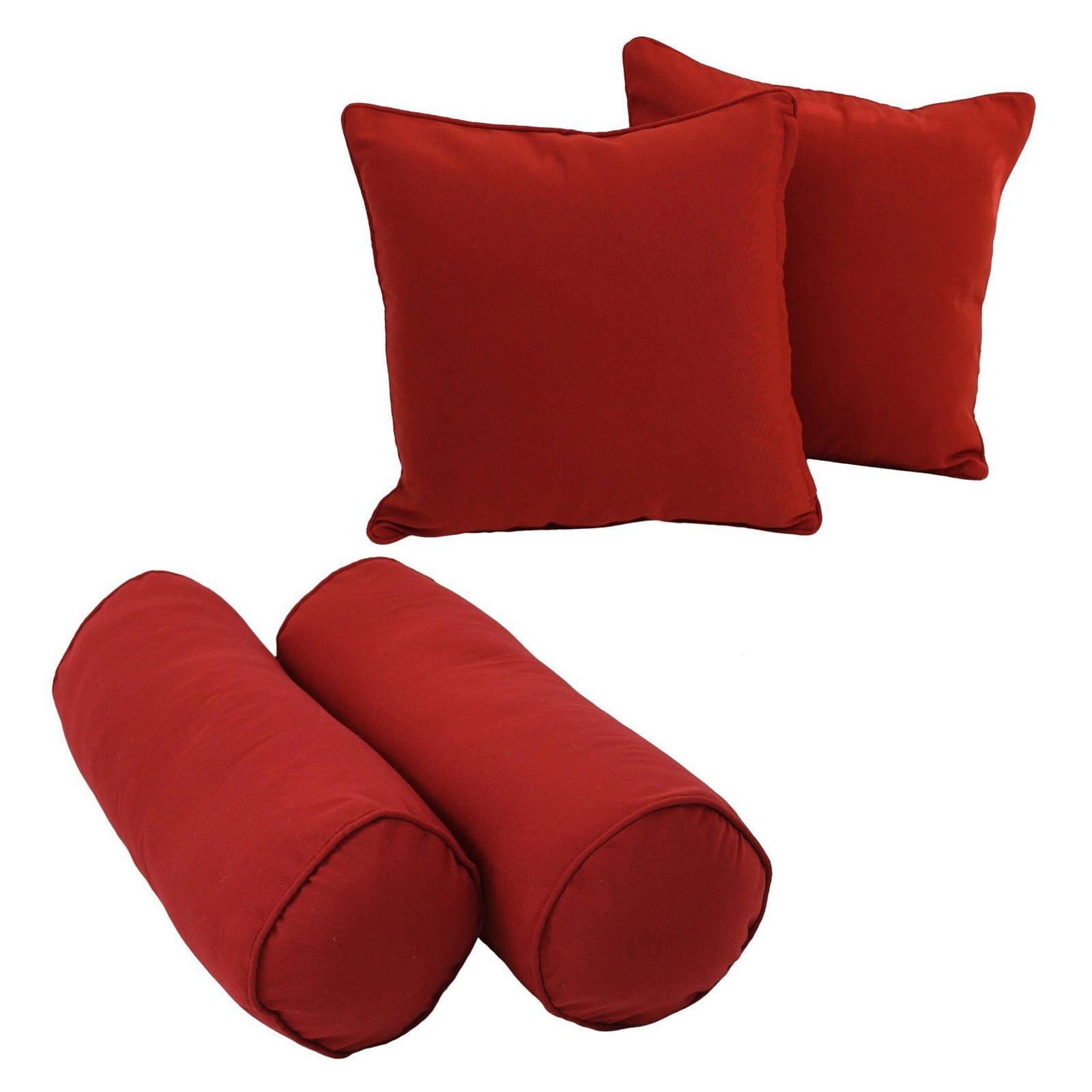 9818-CD-S4-TW-RR Double-Corded Solid Twill Throw Pillows with Inserts, Ruby Red - Set of 4