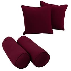 9818-CD-S4-TW-BG Double-Corded Solid Twill Throw Pillows with Inserts, Burgundy - Set of 4