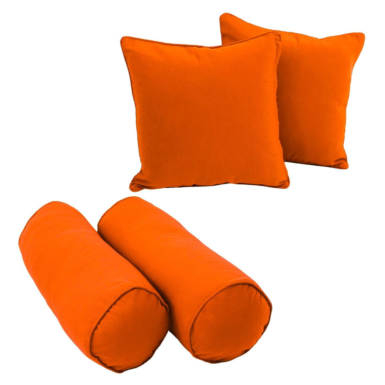9818-CD-S4-TW-TD Double-Corded Solid Twill Throw Pillows with Inserts, Tangerine Dream - Set of 4