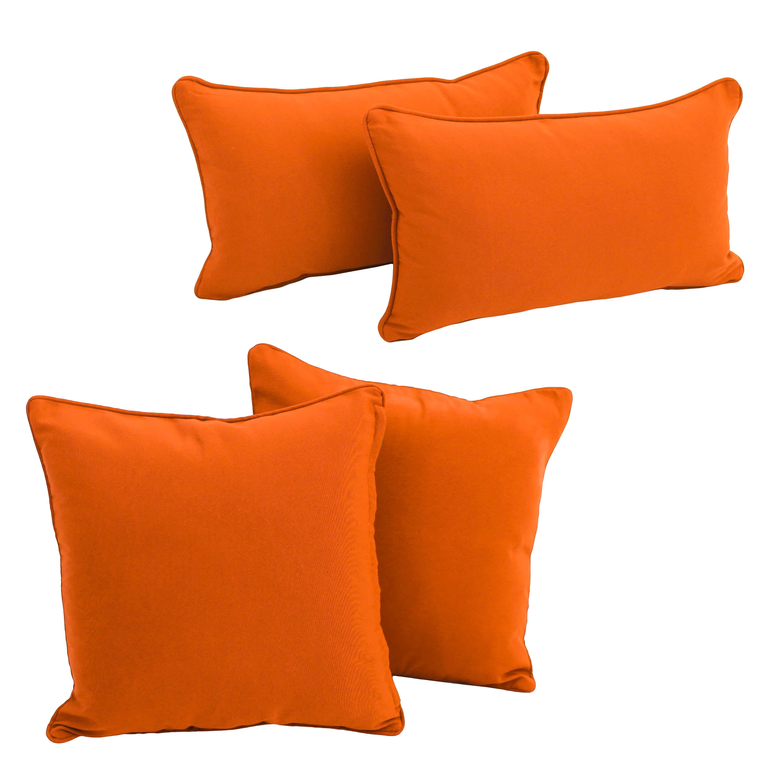 9819-CD-S4-TW-TD Double-Corded Solid Twill Throw Pillows with Inserts, Tangerine Dream - Set of 4