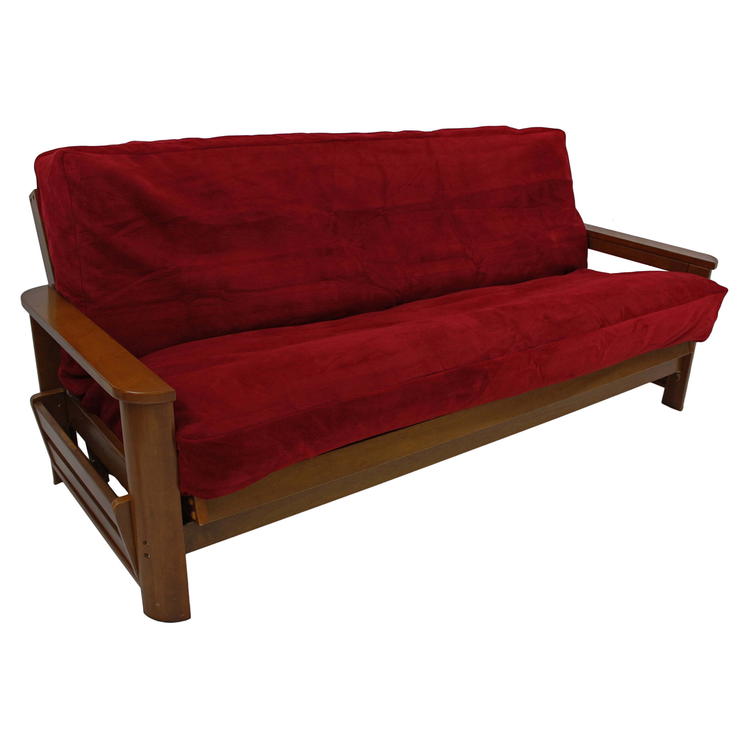 Picture of Blazing Needles 9687-FAUX-CR 8 to 9 in. Solid Foam-Backed Microsuede Full Futon Cover, Crimson Red