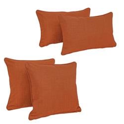 Double-Corded Solid Outdoor Spun Polyester Throw Pillows with Inserts, Cinnamon - Set of 4