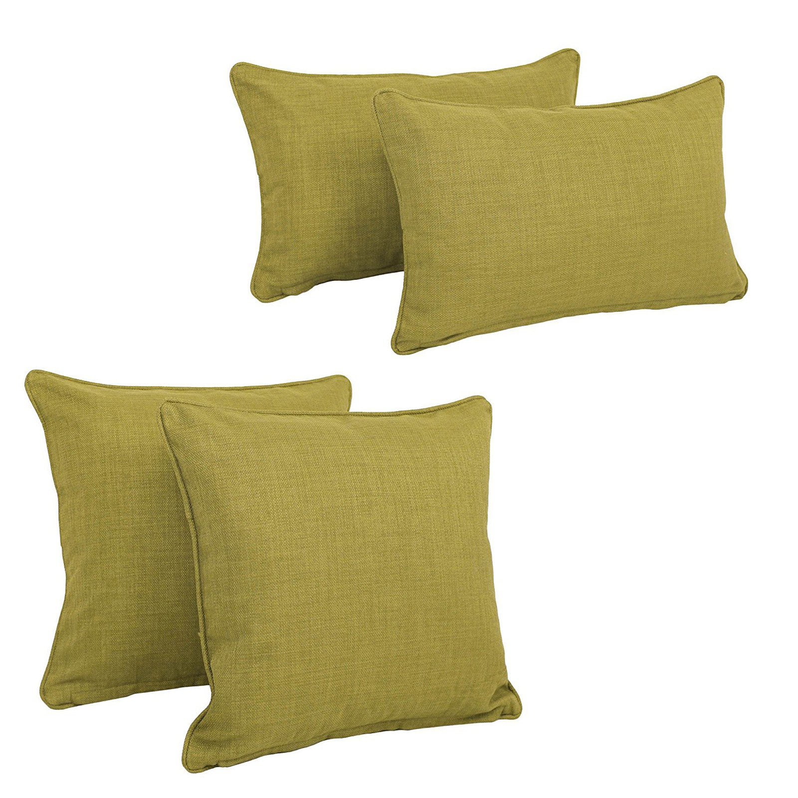 9819-CD-S4-REO-SOL-07 Double-Corded Solid Outdoor Spun Polyester Throw Pillows with Inserts, Sandstone - Set of 4