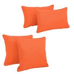 9819-CD-S4-REO-SOL-13 Double-Corded Solid Outdoor Spun Polyester Throw Pillows with Inserts, Tangerine Dream - Set of 4