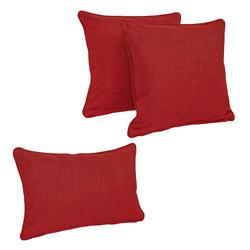 9817-CD-S3-REO-SOL-04 Double-Corded Solid Outdoor Spun Polyester Throw Pillows with Inserts, Paprika - Set of 3