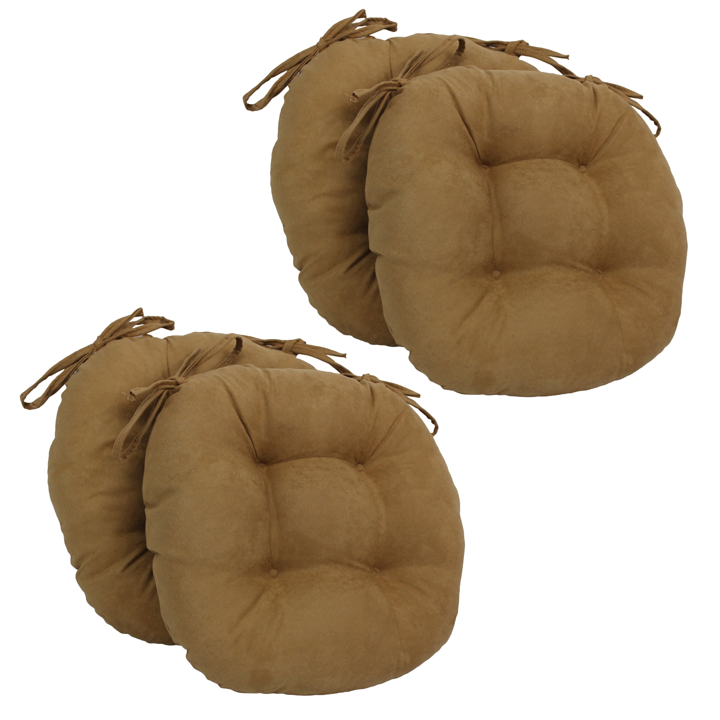 Picture of Blazing Needles 916X16RD-T-4CH-MS-CM 16 in. Solid Microsuede Round Tufted Chair Cushions&#44; Camel - Set of 4