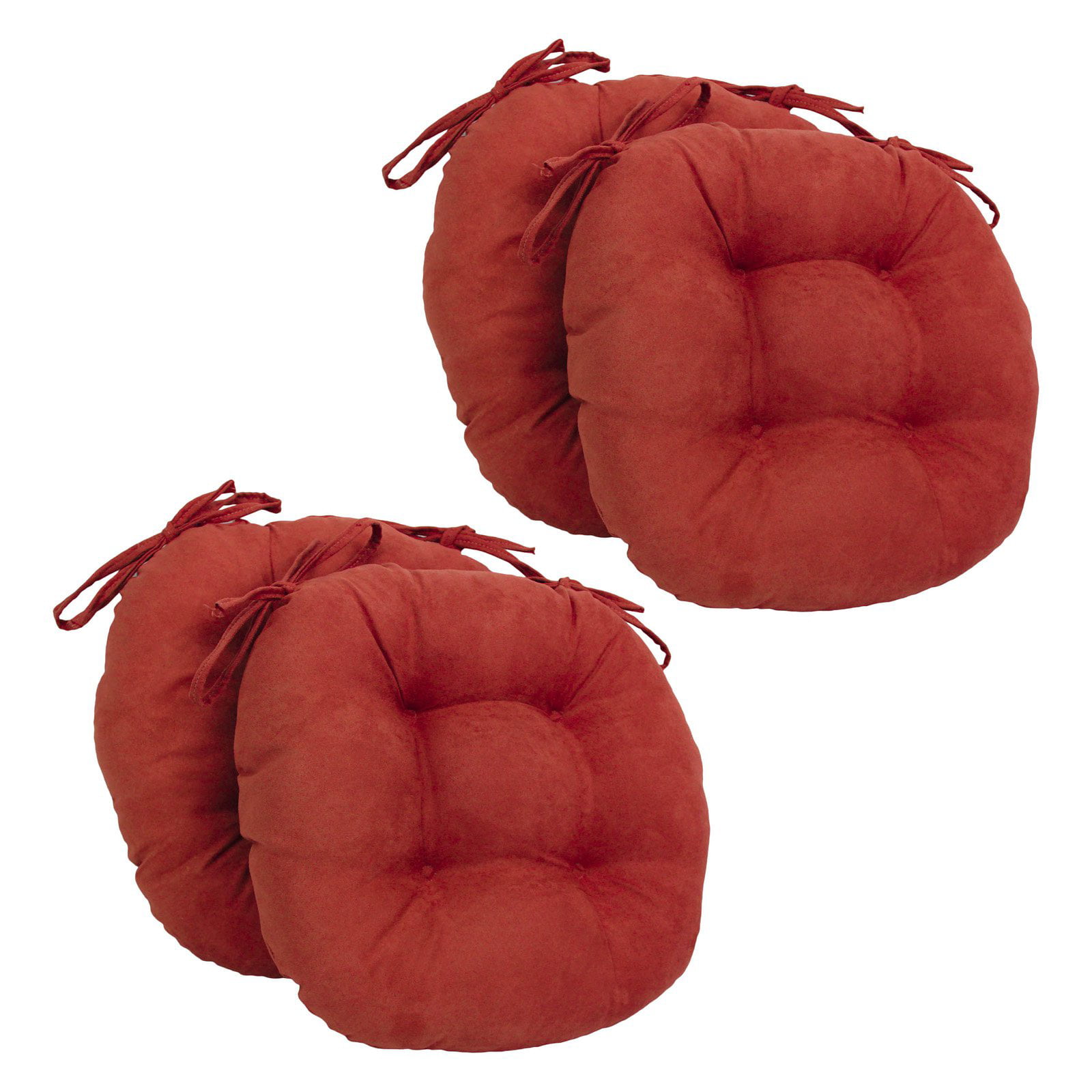 Picture of Blazing Needles 916X16RD-T-4CH-MS-CR 16 in. Solid Microsuede Round Tufted Chair Cushions&#44; Cardinal Red - Set of 4