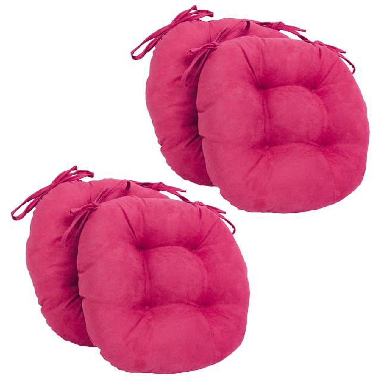 Picture of Blazing Needles 916X16RD-T-4CH-MS-BB 16 in. Solid Microsuede Round Tufted Chair Cushions&#44; Bery Berry - Set of 4