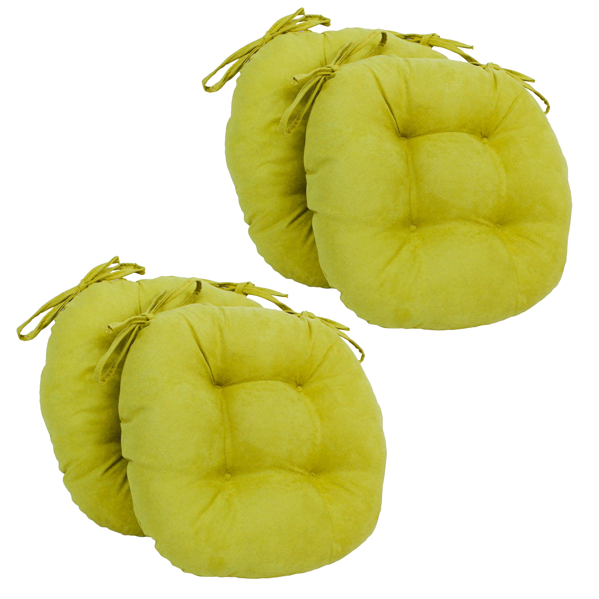 Picture of Blazing Needles 916X16RD-T-4CH-MS-ML 16 in. Solid Microsuede Round Tufted Chair Cushions&#44; Mojito Lime - Set of 4