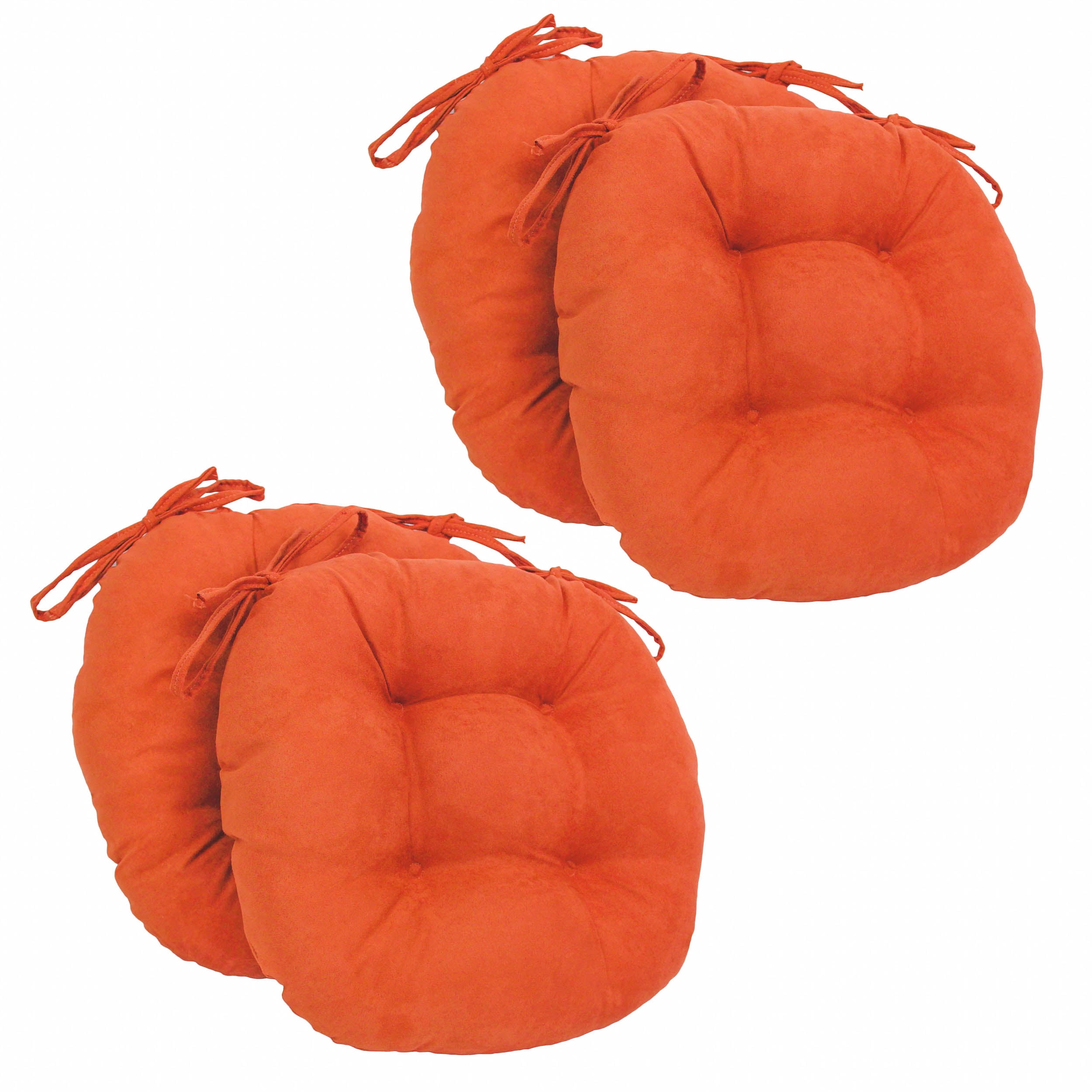 Picture of Blazing Needles 916X16RD-T-4CH-MS-TD 16 in. Solid Microsuede Round Tufted Chair Cushions&#44; Tangerine Dream - Set of 4