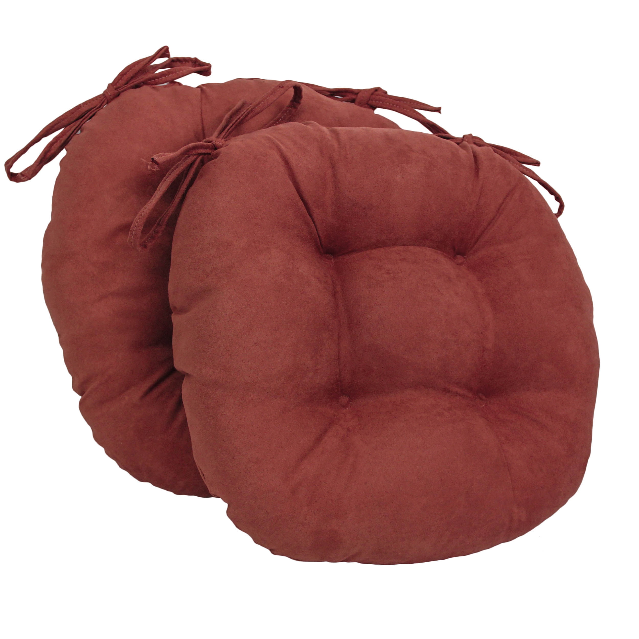 Picture of Blazing Needles 916X16RD-T-2CH-MS-RW 16 in. Solid Microsuede Round Tufted Chair Cushions, Red Wine - Set of 2
