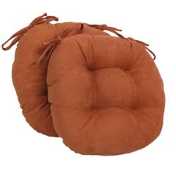 Picture of Blazing Needles 916X16RD-T-2CH-MS-SP 16 in. Solid Microsuede Round Tufted Chair Cushions, Spice - Set of 2