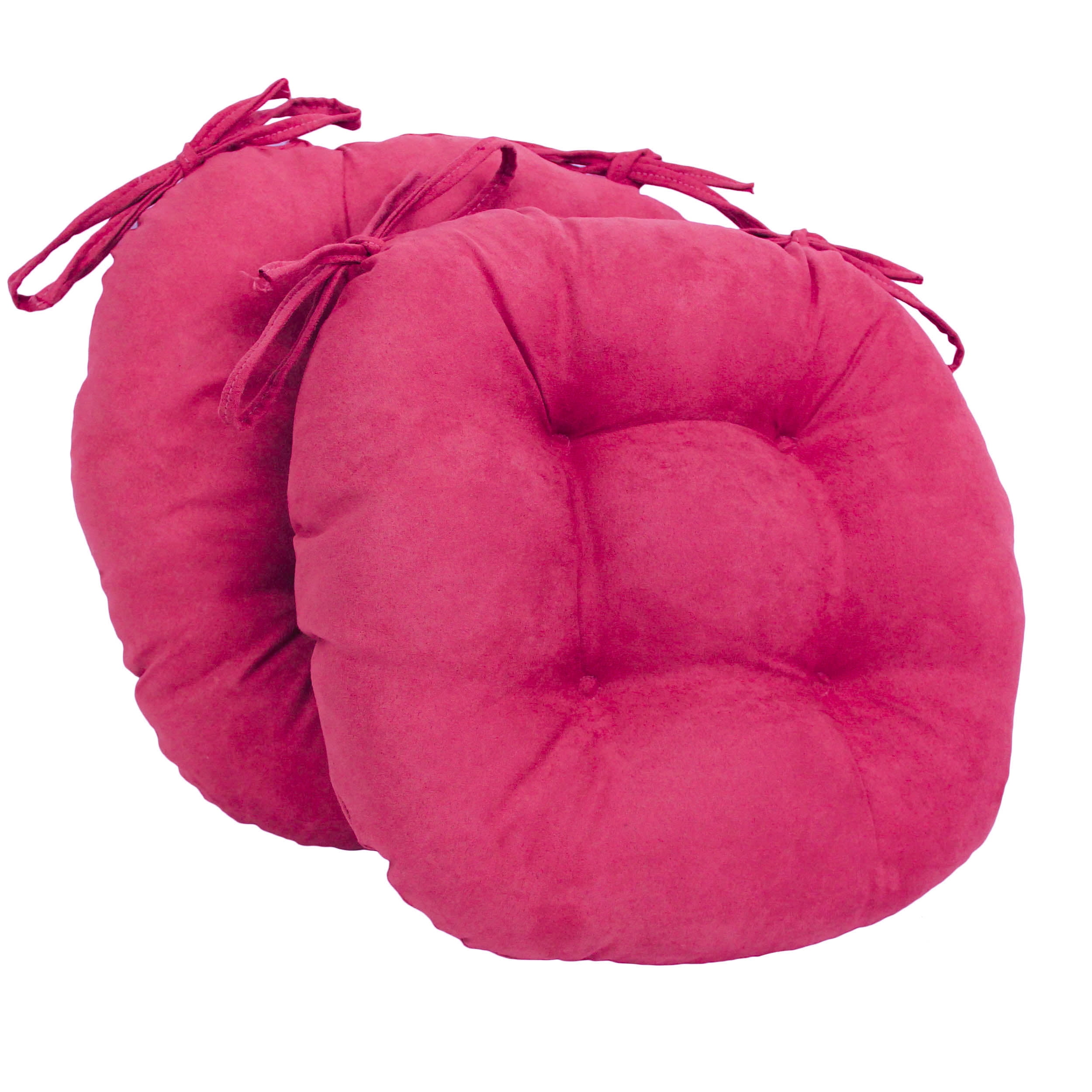 Picture of Blazing Needles 916X16RD-T-2CH-MS-BB 16 in. Solid Microsuede Round Tufted Chair Cushions, Bery Berry - Set of 2