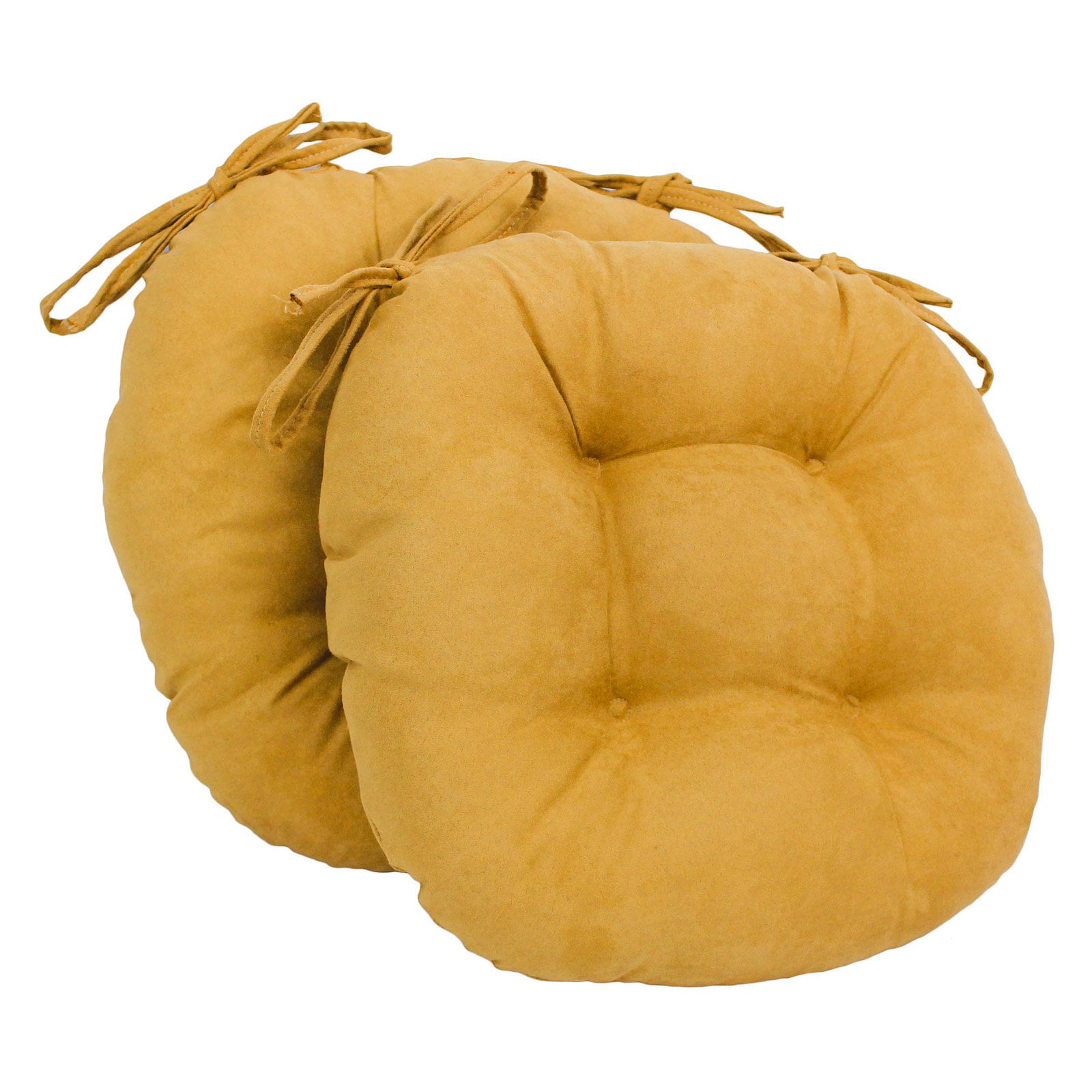 Picture of Blazing Needles 916X16RD-T-2CH-MS-LM 16 in. Solid Microsuede Round Tufted Chair Cushions, Lemon - Set of 2
