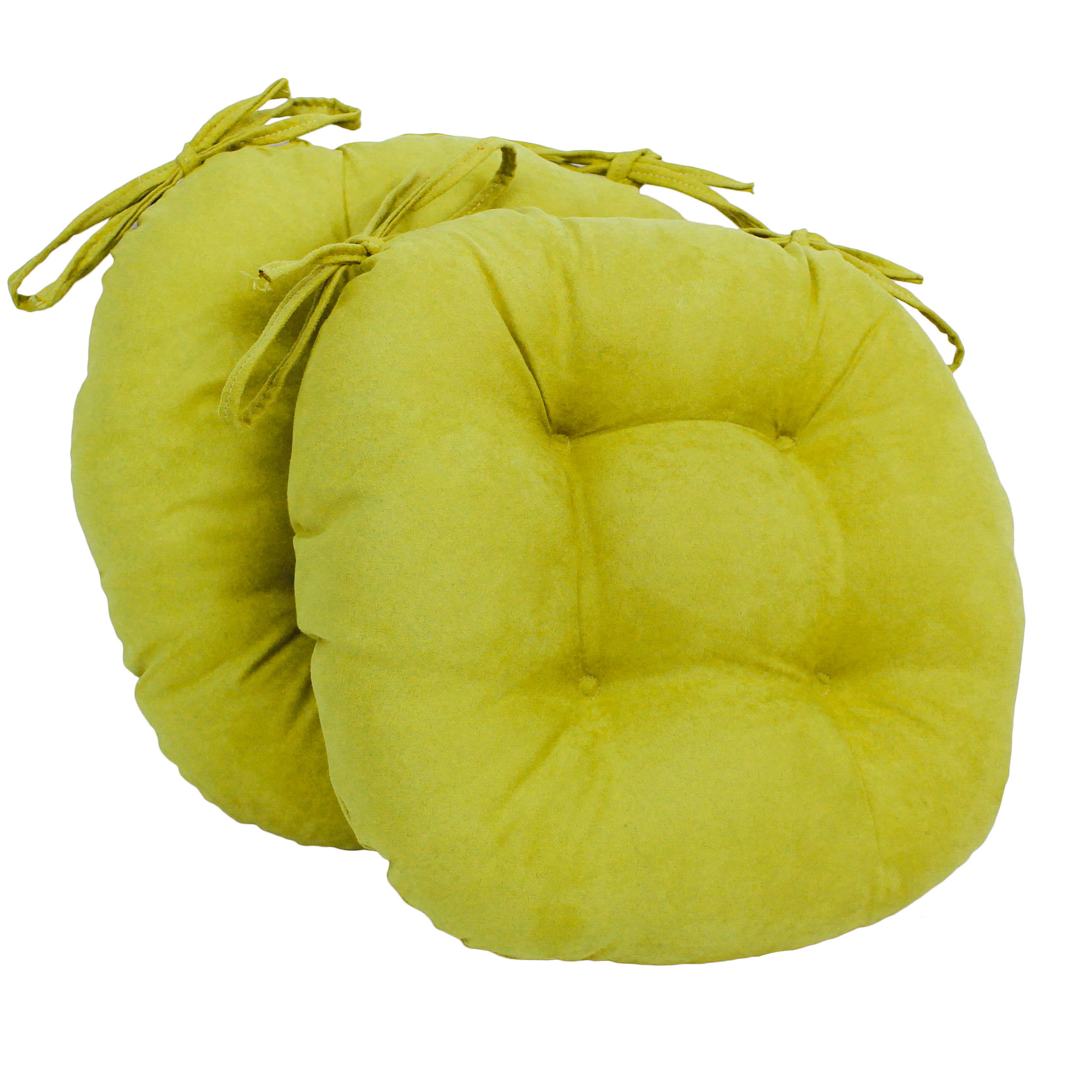 Picture of Blazing Needles 916X16RD-T-2CH-MS-ML 16 in. Solid Microsuede Round Tufted Chair Cushions, Mojito Lime - Set of 2