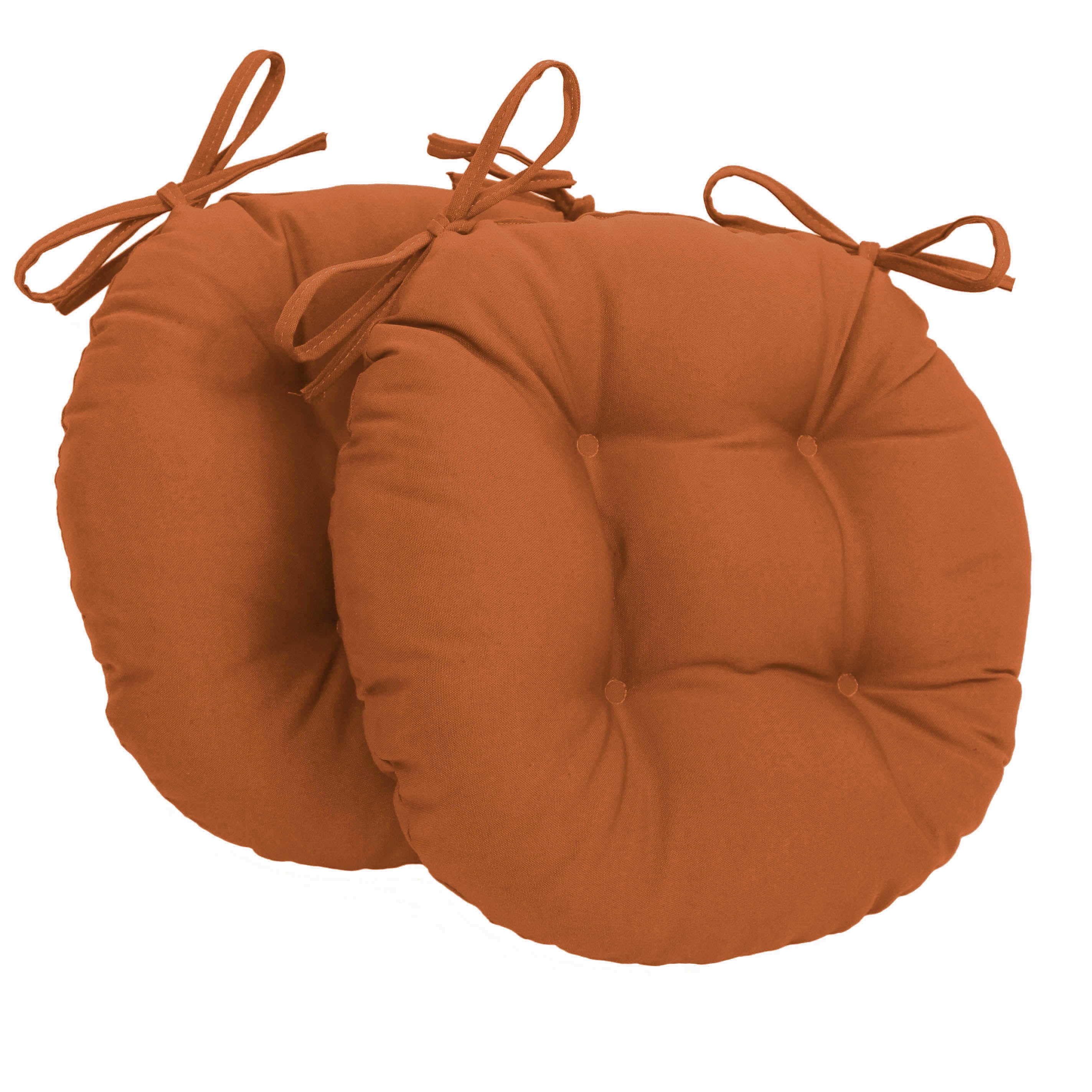 Picture of Blazing Needles 916X16RD-T-2CH-TW-SP 16 in. Solid Twill Round Tufted Chair Cushions&#44; Spice - Set of 2