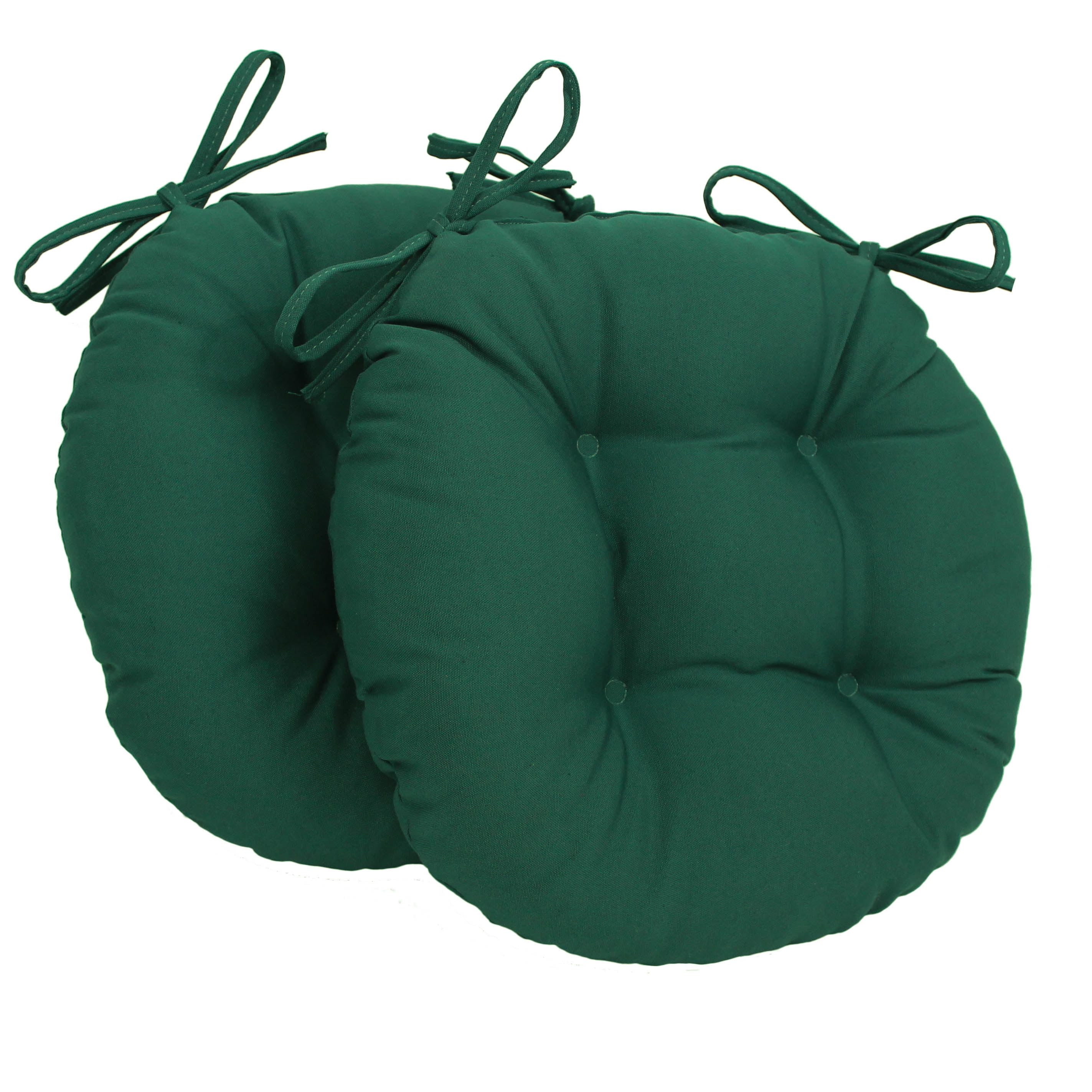 Picture of Blazing Needles 916X16RD-T-2CH-TW-FG 16 in. Solid Twill Round Tufted Chair Cushions&#44; Forest Green - Set of 2