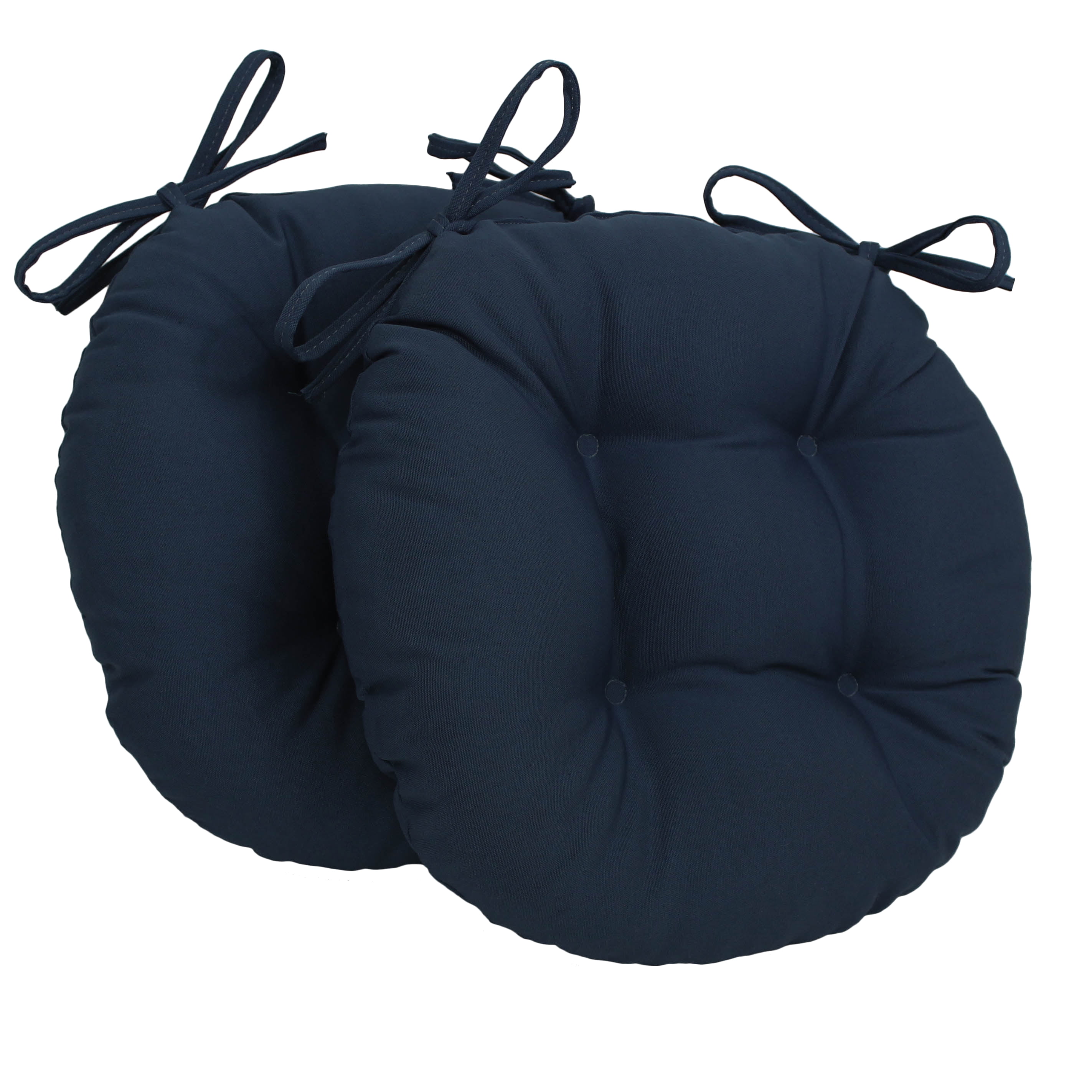 Picture of Blazing Needles 916X16RD-T-2CH-TW-NV 16 in. Solid Twill Round Tufted Chair Cushions&#44; Navy - Set of 2