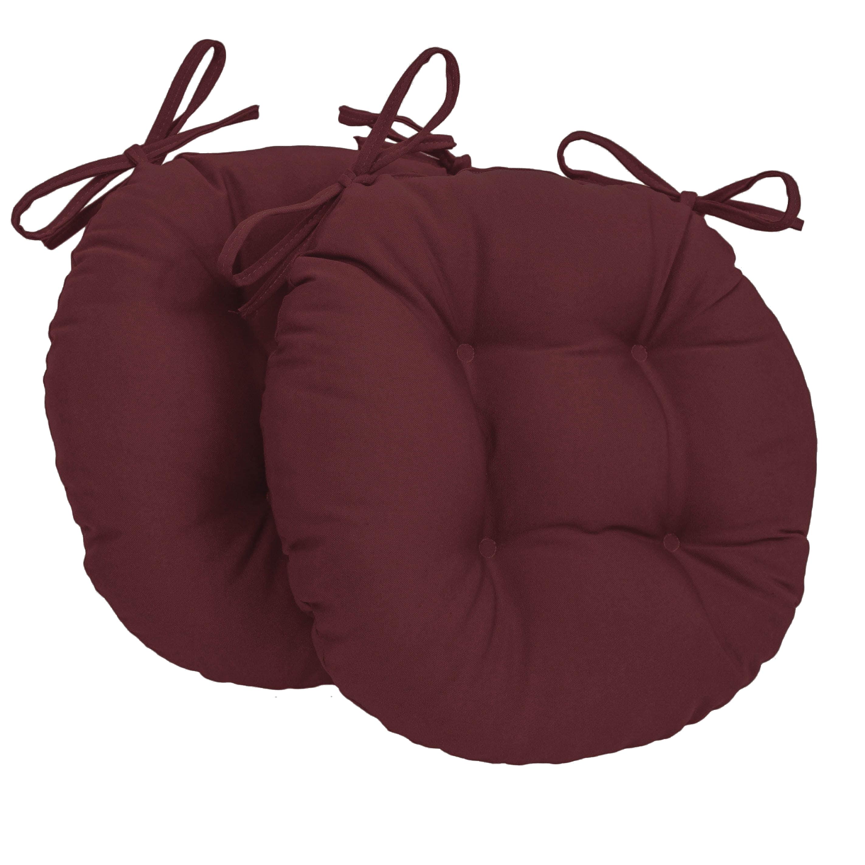 Picture of Blazing Needles 916X16RD-T-2CH-TW-BG 16 in. Solid Twill Round Tufted Chair Cushions&#44; Burgundy - Set of 2