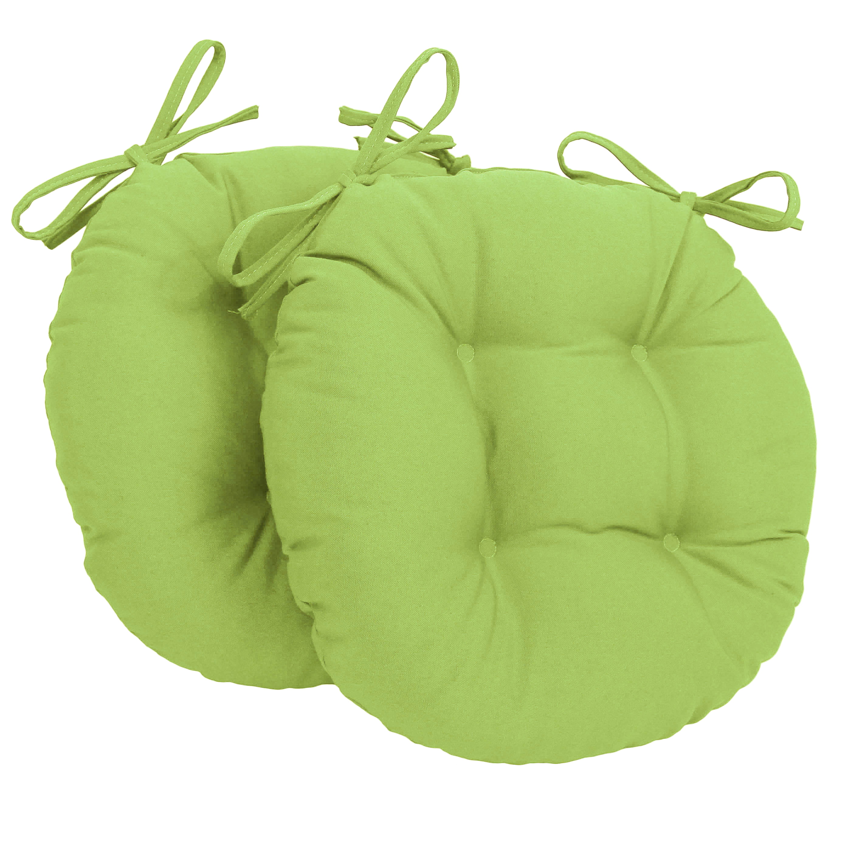 Picture of Blazing Needles 916X16RD-T-2CH-TW-ML 16 in. Solid Twill Round Tufted Chair Cushions&#44; Mojito Lime - Set of 2