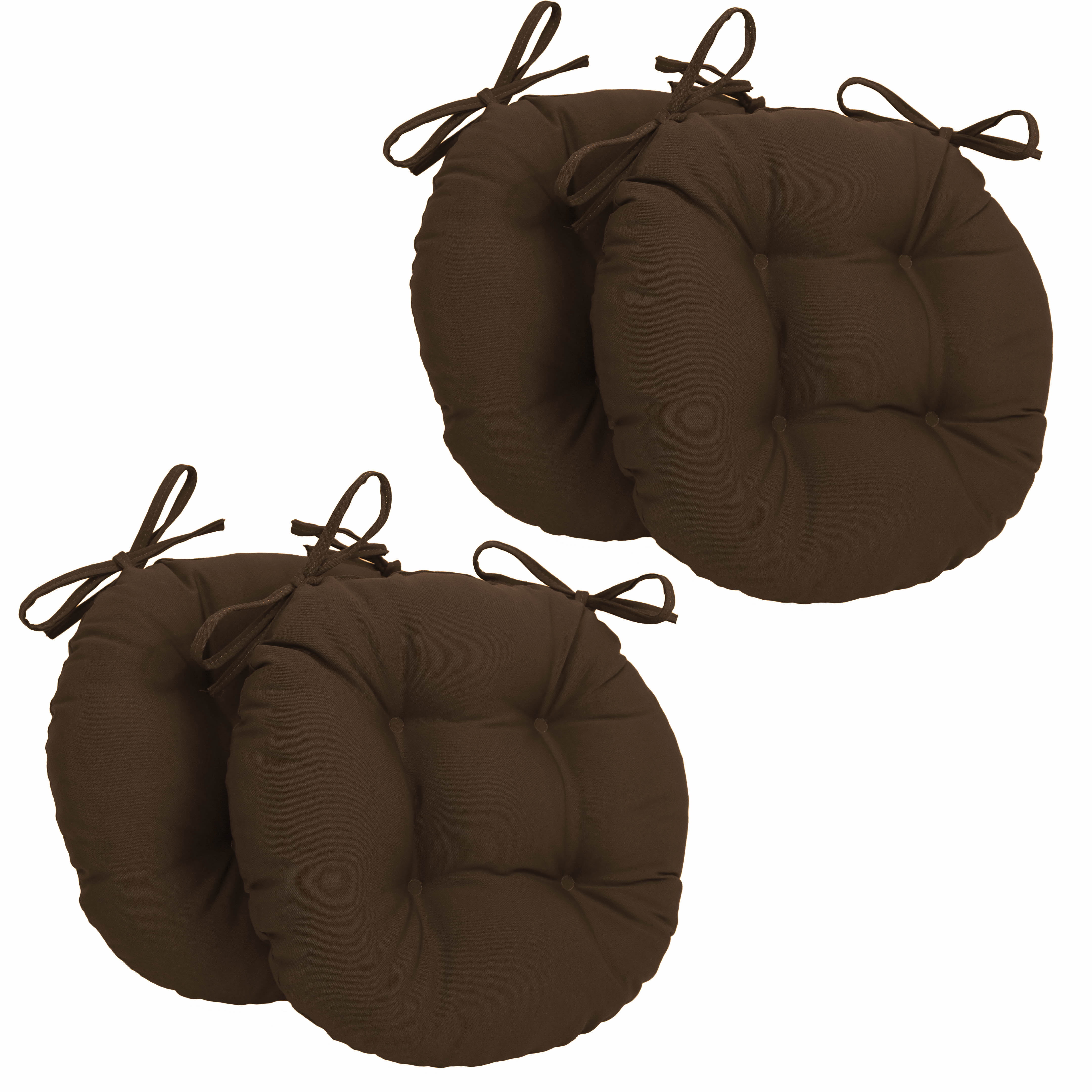 Picture of Blazing Needles 916X16RD-T-4CH-TW-CH 16 in. Solid Twill Round Tufted Chair Cushions&#44; Chocolate - Set of 4