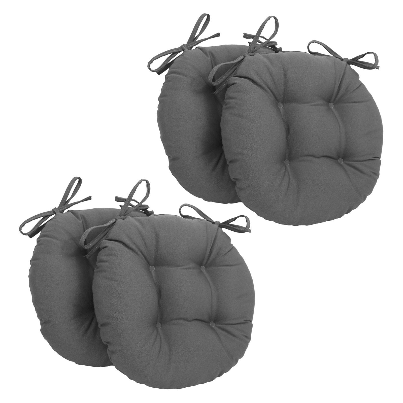 Picture of Blazing Needles 916X16RD-T-4CH-TW-GY 16 in. Solid Twill Round Tufted Chair Cushions&#44; Steel Grey - Set of 4