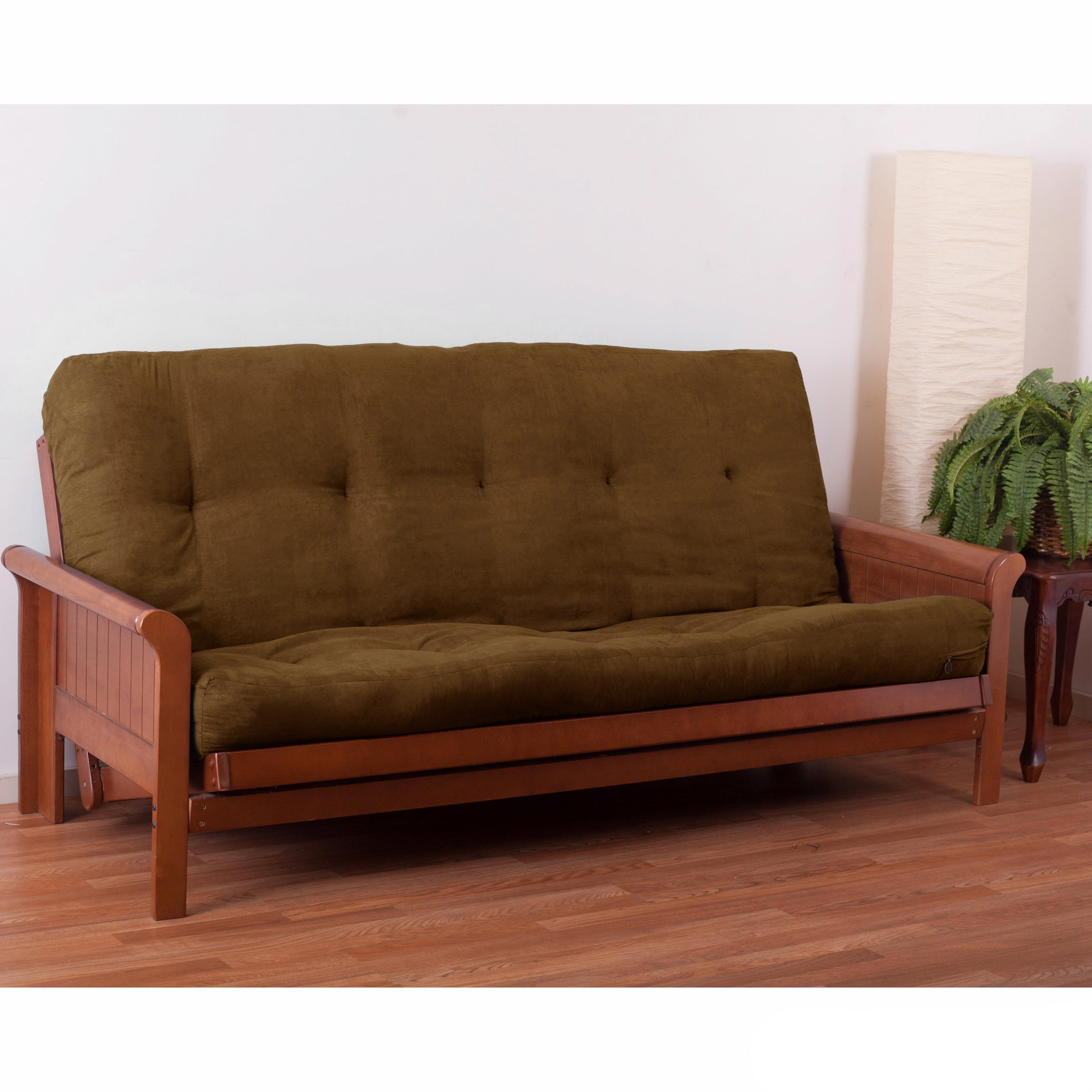 9607-MS-SB 8 in. Vitality Microsuede Full Size Futon Mattress, Saddle Brown