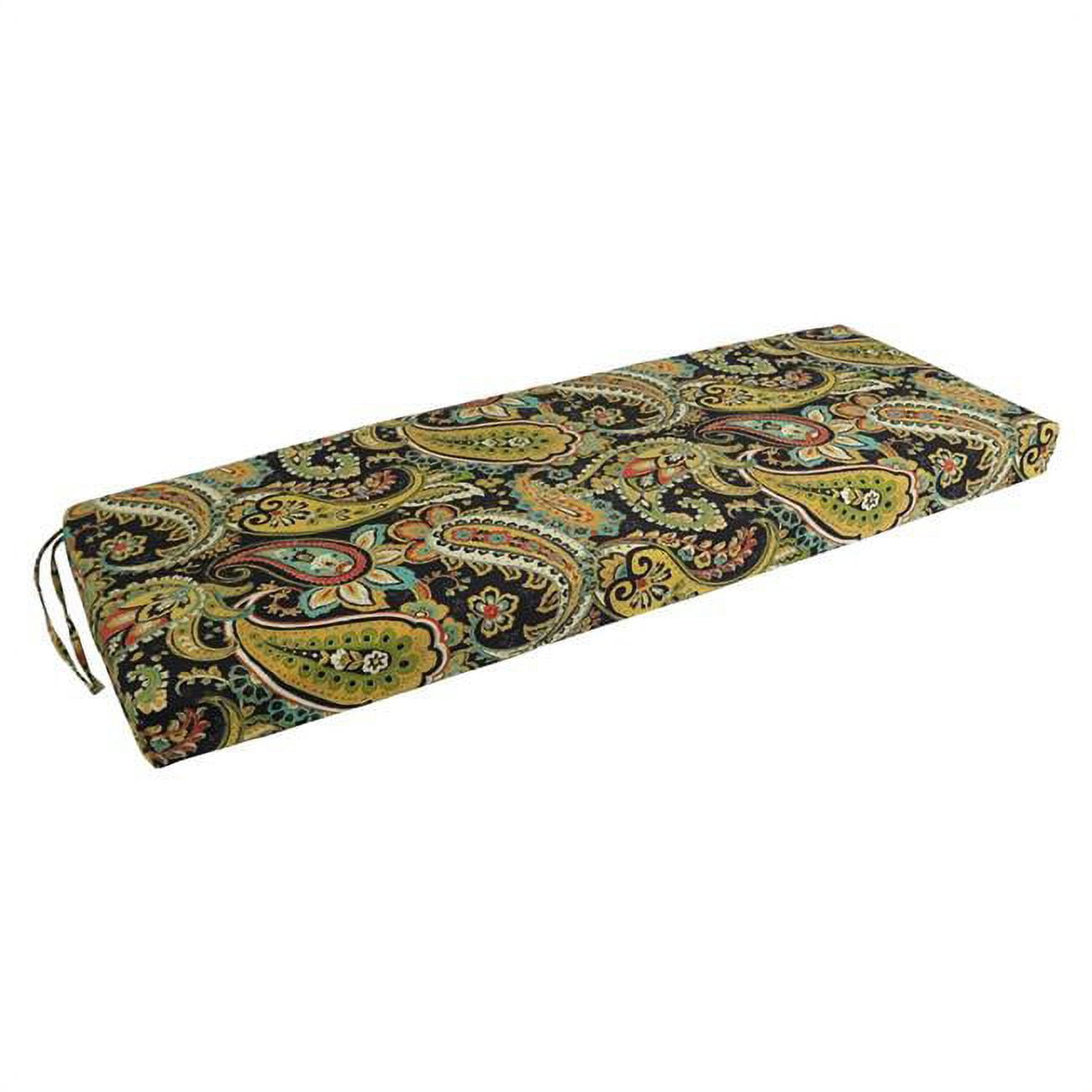 54 x 19 in. Patterned Outdoor Spun Polyester Bench Cushion, Hadia Franco Noir