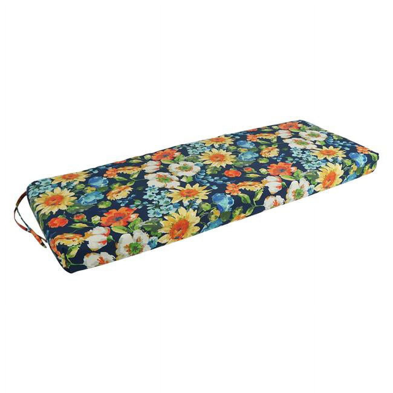 54 x 19 in. Patterned Outdoor Spun Polyester Bench Cushion, Alfinia Fresco Caspian