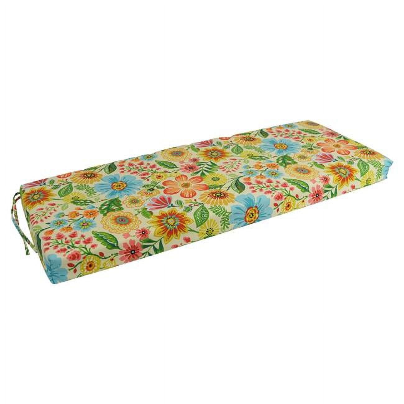 54 x 19 in. Patterned Outdoor Spun Polyester Bench Cushion, Gregoire Chamomile