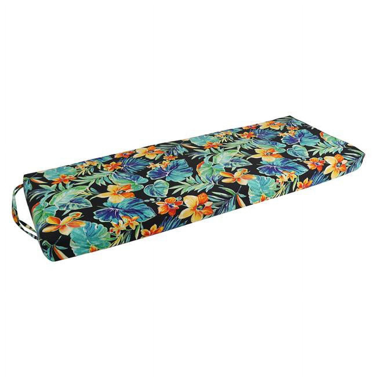954X19-REO-62 54 x 19 in. Patterned Outdoor Spun Polyester Bench Cushion, Beachcrest Caviar