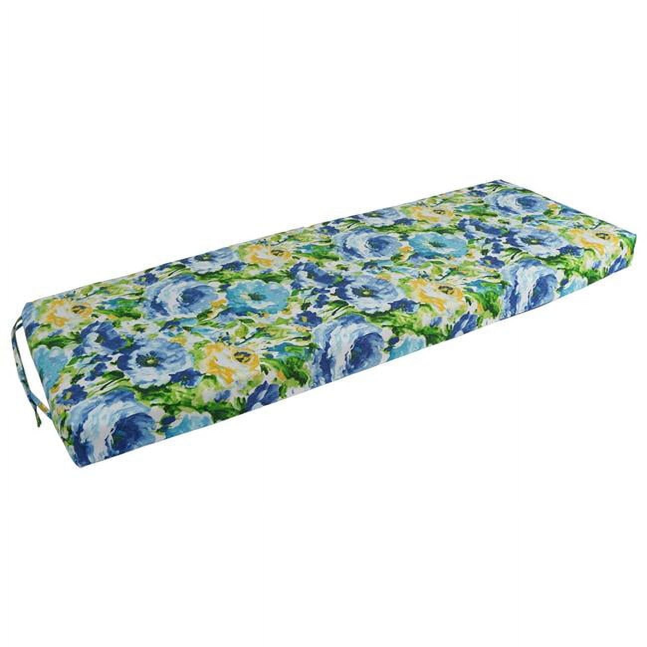 54 x 19 in. Patterned Outdoor Spun Polyester Bench Cushion, Lesandra Sunblue