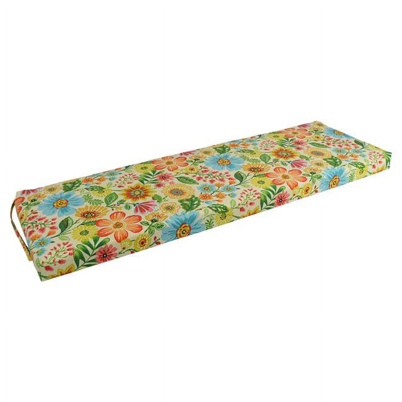 60 x 19 in. Patterned Outdoor Spun Polyester Bench Cushion, Gregoire Chamomile